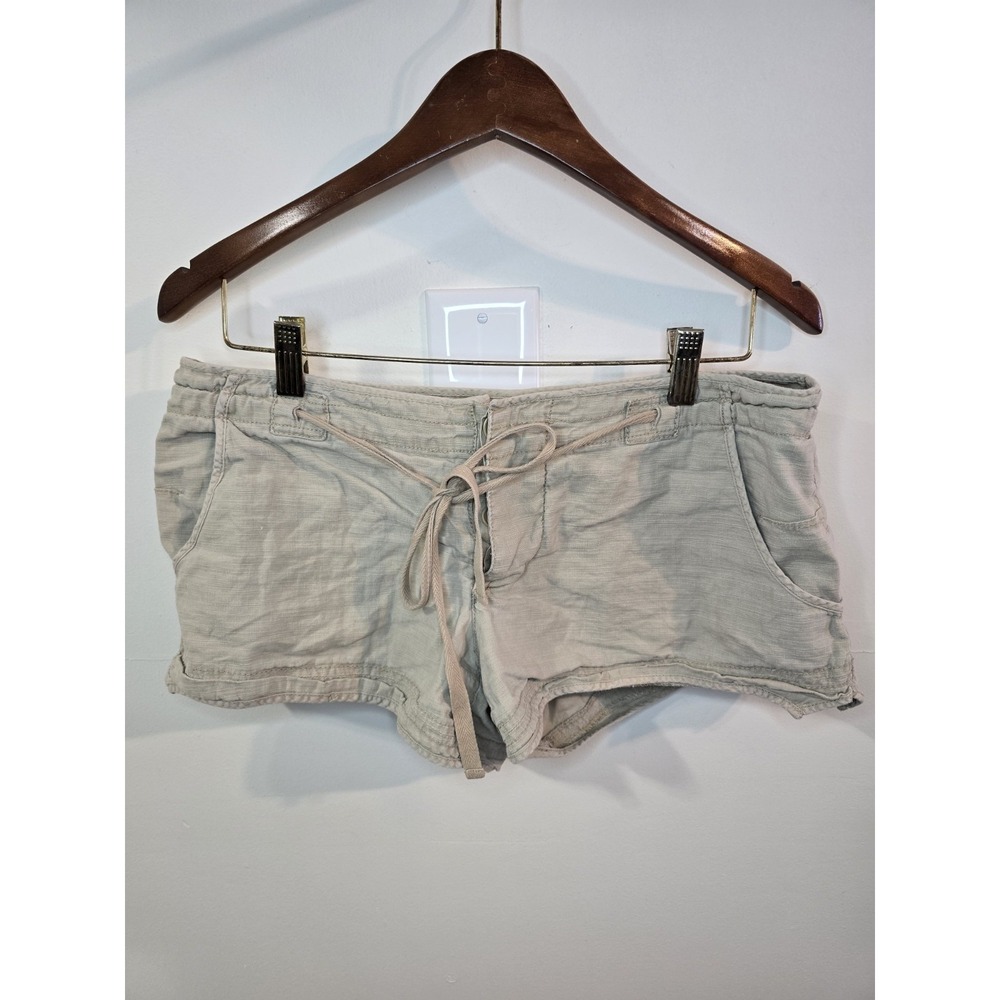 Y2K Charlotte Russe Linen Blend Shorts Low Rise Drawstring Beachy Boho Women's 6